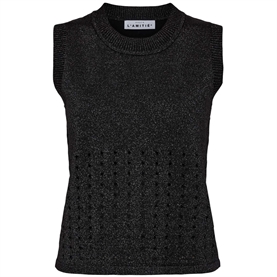 Haute L'Amitie Hole Lurex Knit Top, Sort